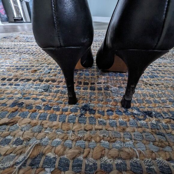 Coach Ankle Booties 8.5B Dean Zip Up Stiletto High Heels Black Leather Dat - Picture 4 of 8